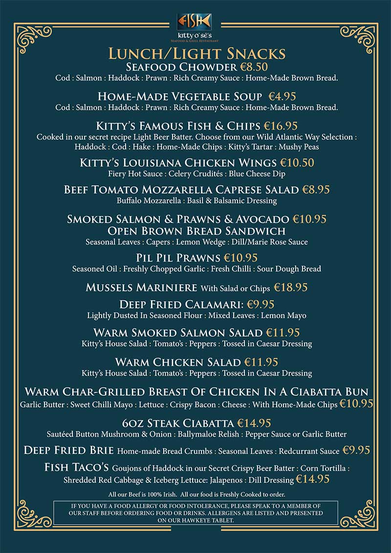 Menu Kitty O’Se’S Seafood And Grill Restaurant-4